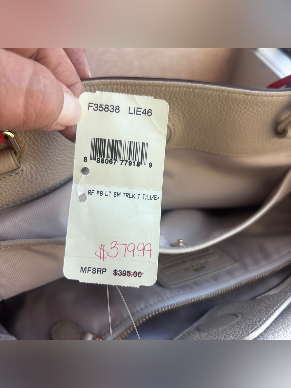 COACH 35838 WATERMELON TURNLOCK TIE SMALL LEATHER SATCHEL MSRP $395 dust bag - Picture 9 of 15